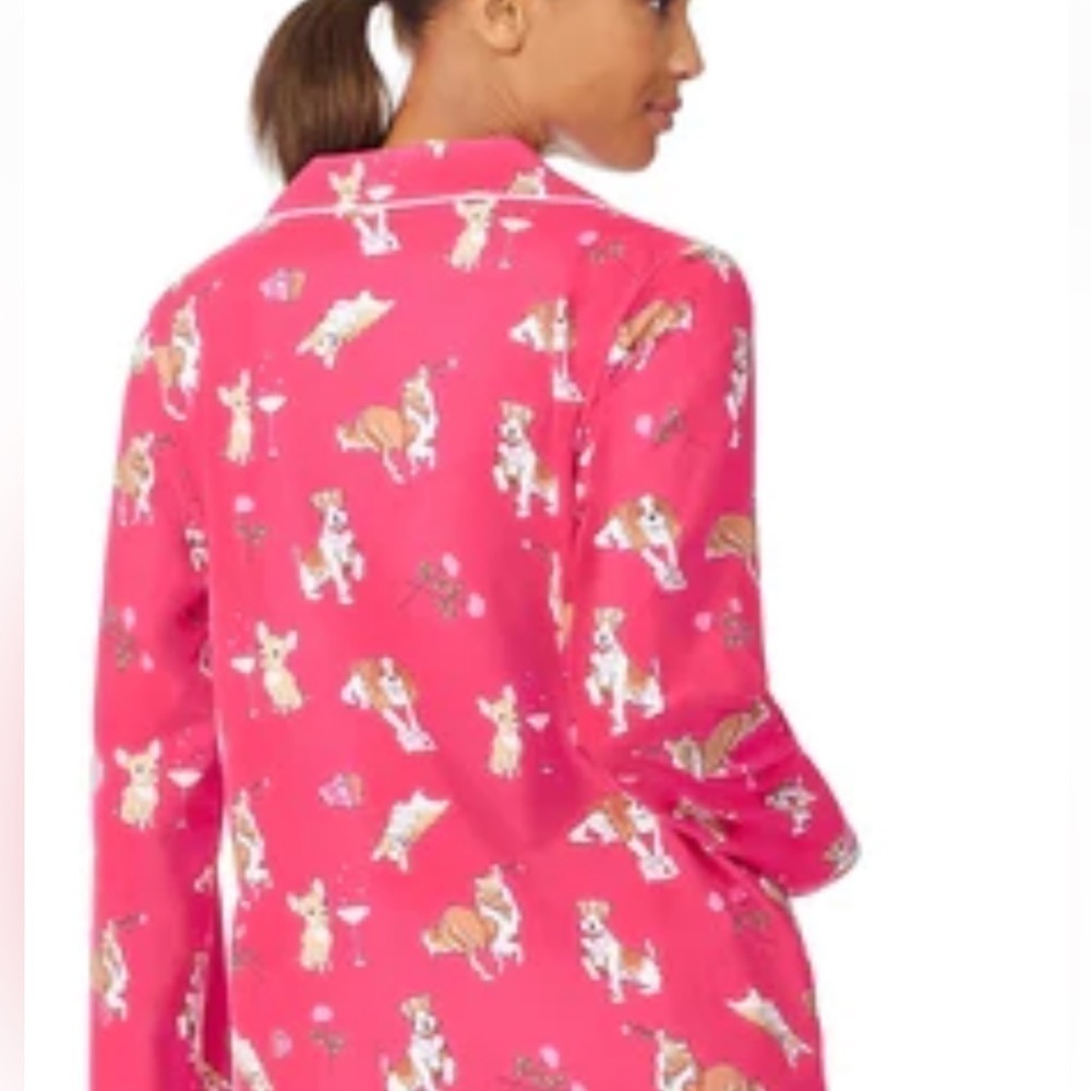 BEDHEAD “be mine” hot pink dogs long sleeve pyjama shirt size medium - Picture 5 of 8